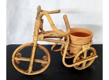 Bamboo Bicycle Plant Stand W/Pot