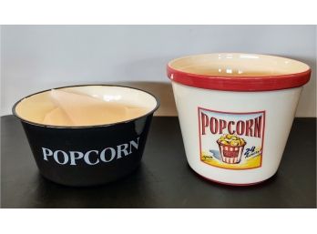 Ceramic And Metal Popcorn Bowls