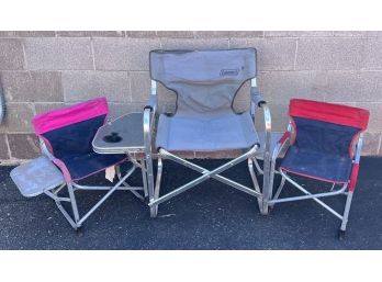 Set Of 3 Coleman Folding Chairs