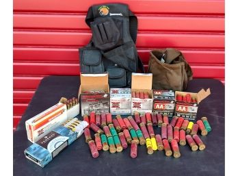 Misc Shotgun Shellsa/ 243 Rifle Cartridges And 3 Ammo Bags