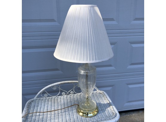 Cut Crystal Lamp With Pleated Shade
