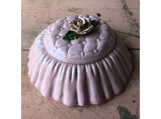 Vintage 1950s Pink Ceramic Box Cushion Shape