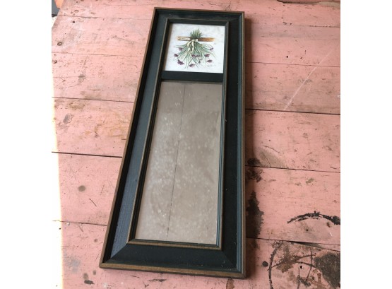Green Framed Mirror With Chives Print