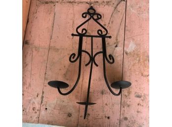 Black Iron Scroll Wall Candle Holder For 3 Pillar Candles