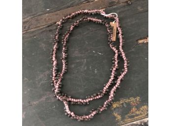 Pink And Dark Silver Beaded Necklace