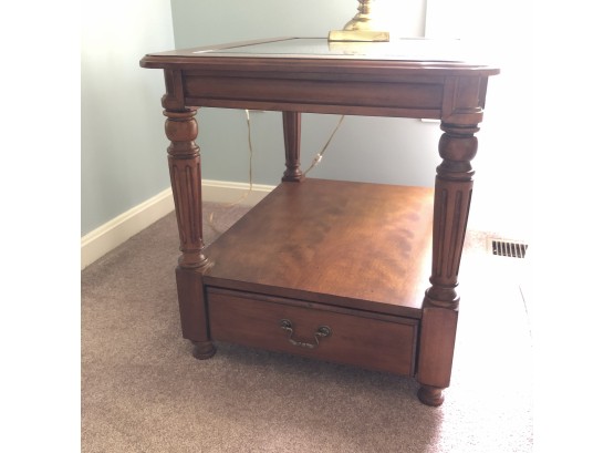 Glass Top End Table With Shelf And Drawer (No. 1)