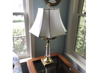 Brass Tone And Crystal Lamp With Shade (No. 2)