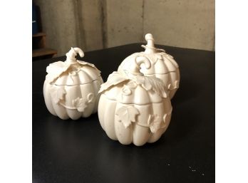 Set Of Three Ceramic Pumpkins With Lids