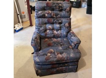 Upholstered Recliner With A Nautical Print