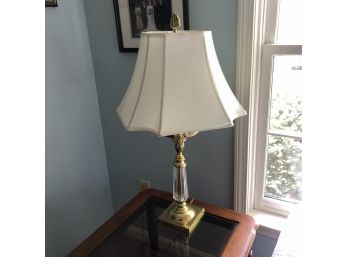 Brass Tone And Crystal Lamp With Shade (No. 1)