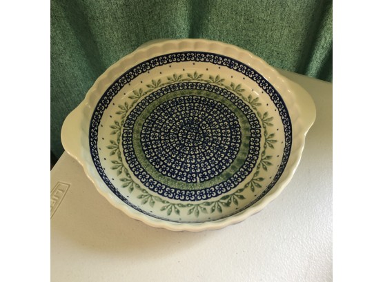 Polish Pottery Round Dish With Handles