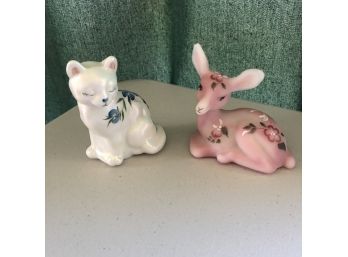 Set Of Two Fenton Handpainted Animal Figures