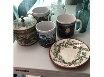 Assorted Mugs And Christmas Items