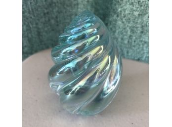 Signed Art Glass Egg Paperweight 'OBG'