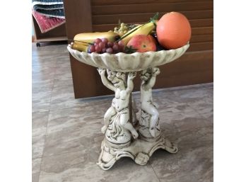 Pedestal Stand With Faux Fruit