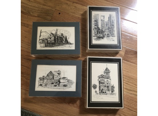 Don Davey And CM Goff Etching Prints In Box Frames
