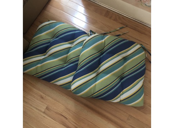 Set Of Two Striped Chair Pads