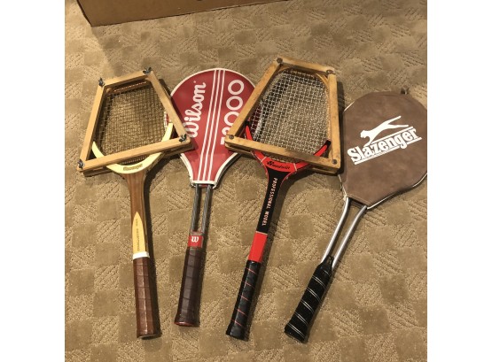 Set Of 4 Vintage Tennis Rackets