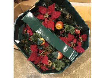 Christmas Wreath With Poinsettia And Fruit