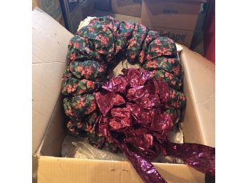 Large Fabric Wreath With Bow