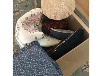 Toss Pillows And Throw Blanket Box Lot