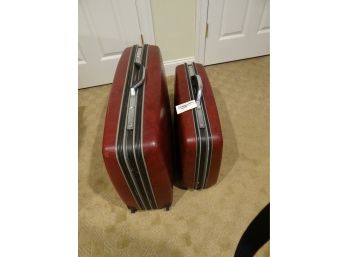 Vintage Hard Case Luggage Set In Red