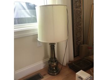 Tall Brass Tone Lamp With Shade
