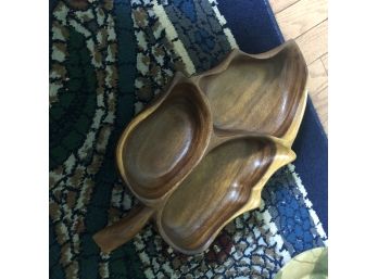 Wooden Divided Tray In A Leaf Shape