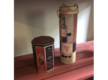 Decorative Tin And Wine Box