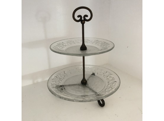 Metal And Glass Two Tier Tray