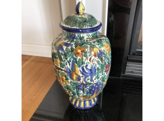 Tall Italian Pottery Vase With Lid No. 2