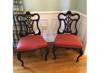 Pair Of Ornate Vintage Upholstered Chairs