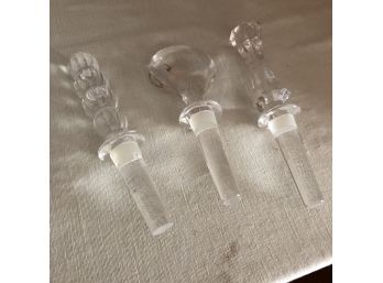 Set Of Three Glass Wine Bottle Stoppers