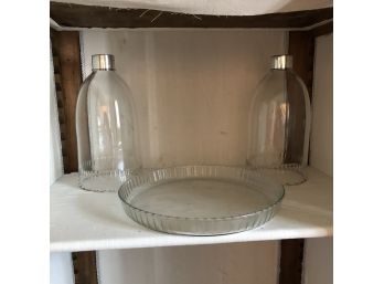 Glass Candle Covers And Pyrex Ruffled Tart Dish