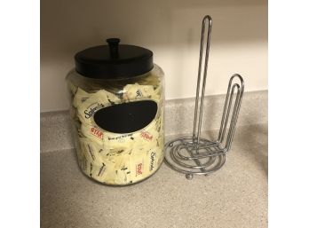 Glass Jar Storage With Lid And Paper Towel Holder