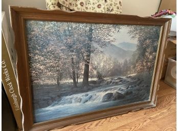 Vintage Framed Art Print - Mountain Stream