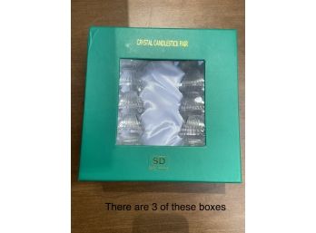 3 Boxes Of Crystal Candlestick Pairs
