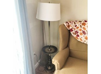 Brass Tone Floor Lamp With Table