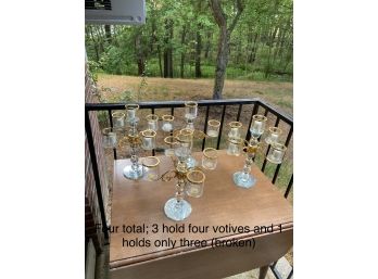 Set Of Four Glass Candleabras