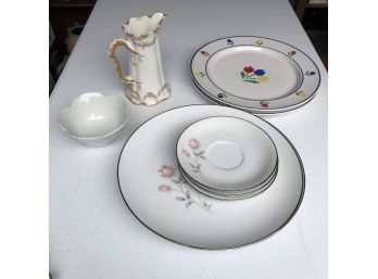 Assorted China - Limoges Pitcher, Stoneware Plates