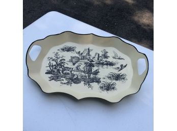 Metal Tray With Transferware Inspired Design