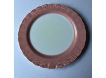 Vintage Salmon Pink Plate With Ruffled Edge