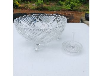 Crystal Footed Bowl And Ring Holder