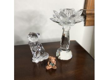 Decorative Glass And Miniature Bear