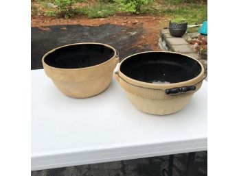 Pair Of Pottery Bowls Handles