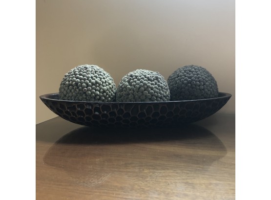 Wooden Bowl With Decorative Balls