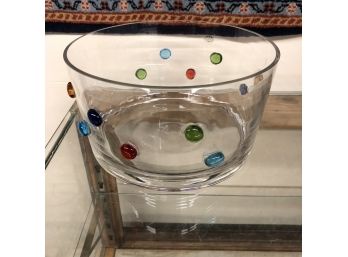 Glass Serving Bowl With Colorful Dots
