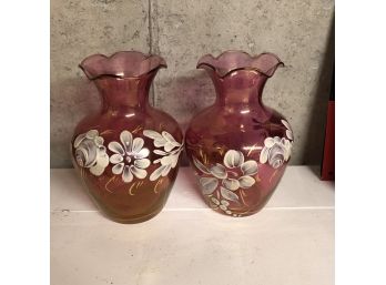 Rainbow Glass Company Hand Painted Vases