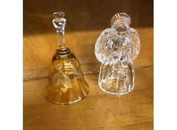 Glass Bell And Angel Figure