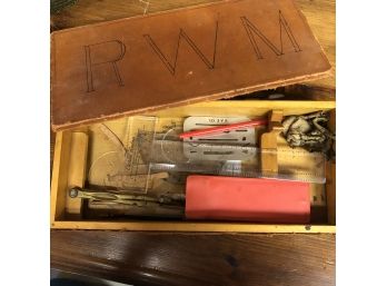 Vintage Box With Drafting Supplies